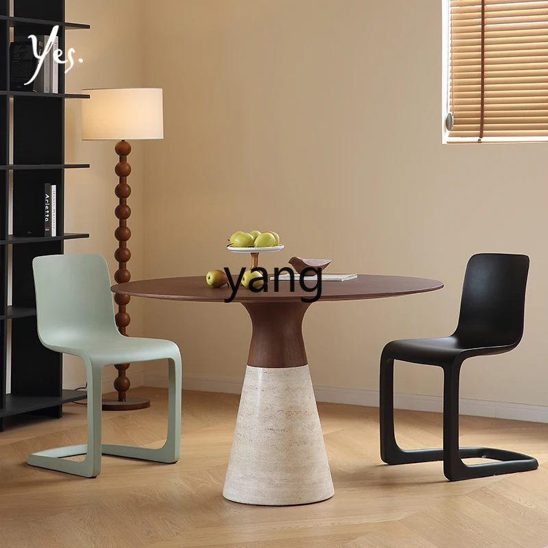 

YHM Retro Style Antique Style Travertine Base Walnut Wood