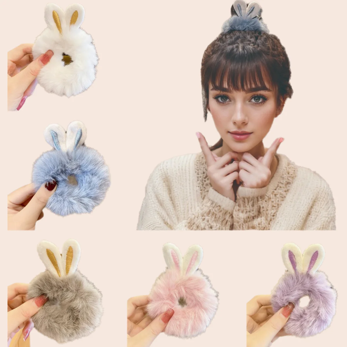 

Flurry Furry Rabbit Ear Sweet Elastic Hair Rope Suitable for Daily Cute Ponyttail Headband Soft and Comfortable Hair Accessory