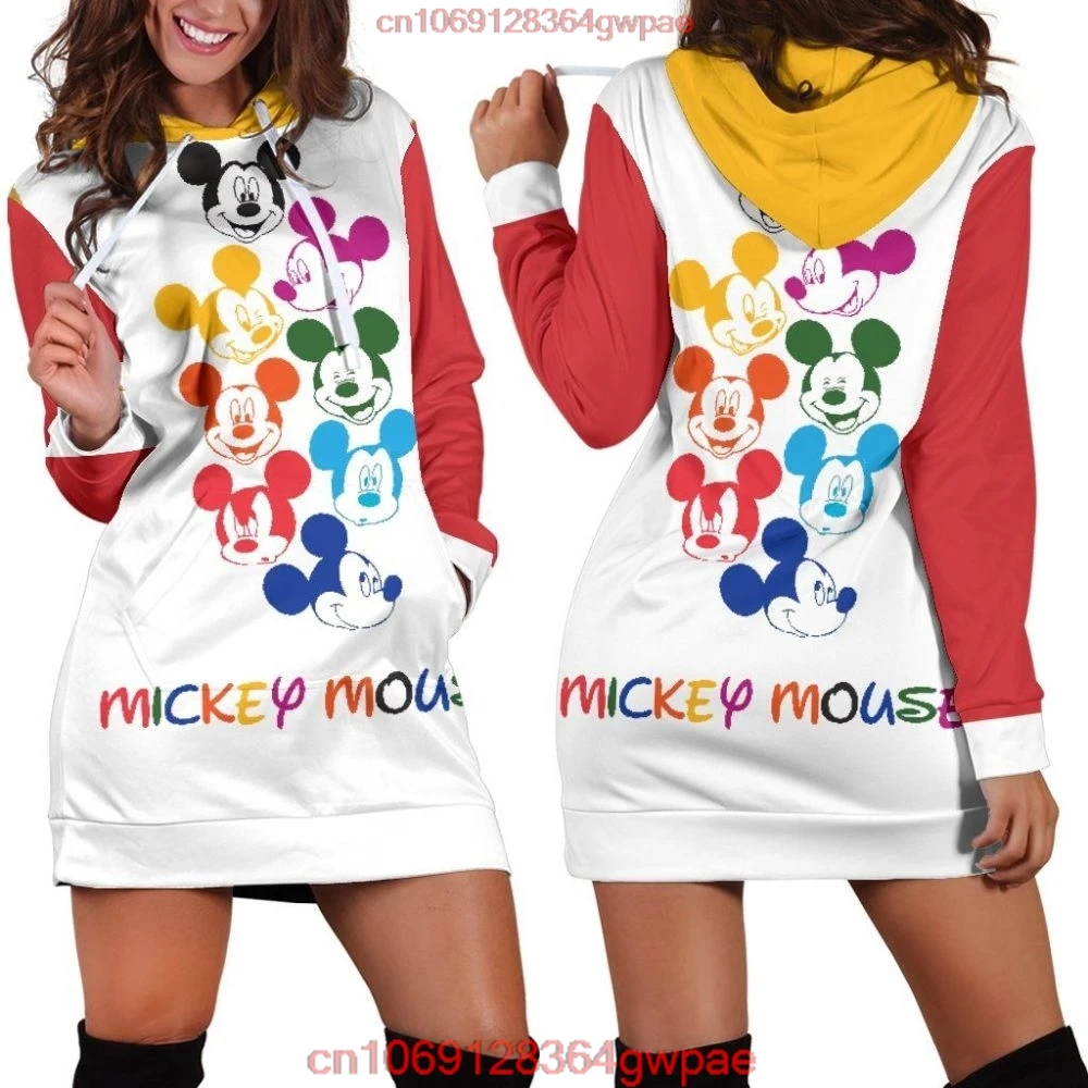 Disney Mickey Mouse Women's Hoodie Dress Sweater Dress Sweatshirt Dress 3d All Over Print For Women Hoodie