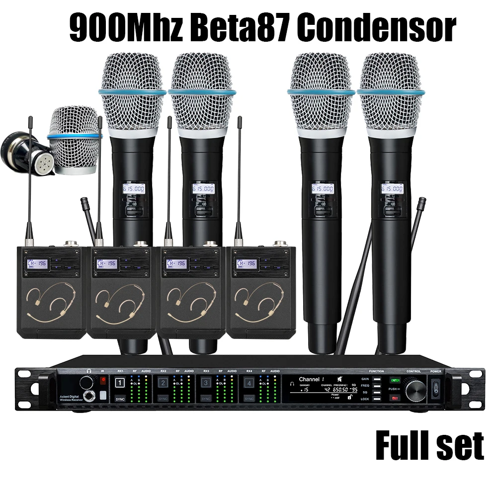 Leicozic AD4Q 4 Channel Wireless Microphone Professional Stage Microfone Condsensor KSM11 KSM9 BETA87A Capsule 500/600/900Mhz