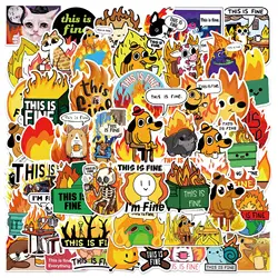 50Pcs Funny This Is Fine Stickers This Is Fine MeMe DIY Sticker Scrapbooking Phone Luggage Skateboard  Waterproof Decals