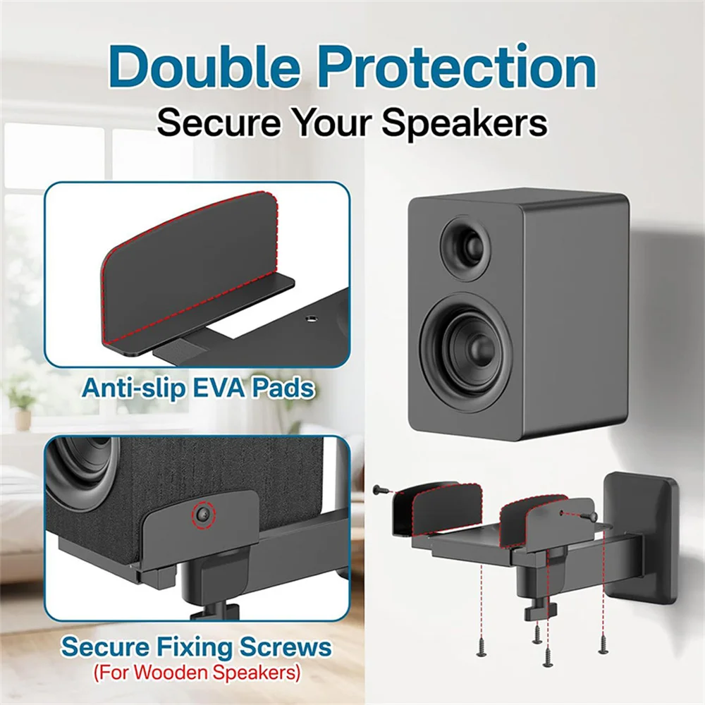 Double Clamp Speaker Wall Mount Surround Sound HIFI Adjustable Angles Wall Bracket For JBL Rack Holder Stand Speaker Accessories - view 4