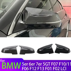 M5 Rearview Side Wing Mirror Cover Cap Carbon Fiber Pattern Black For BMW 5 6 7 Series F10 F11 F18 F07 F12 F13 F06 F01 F02 LCI