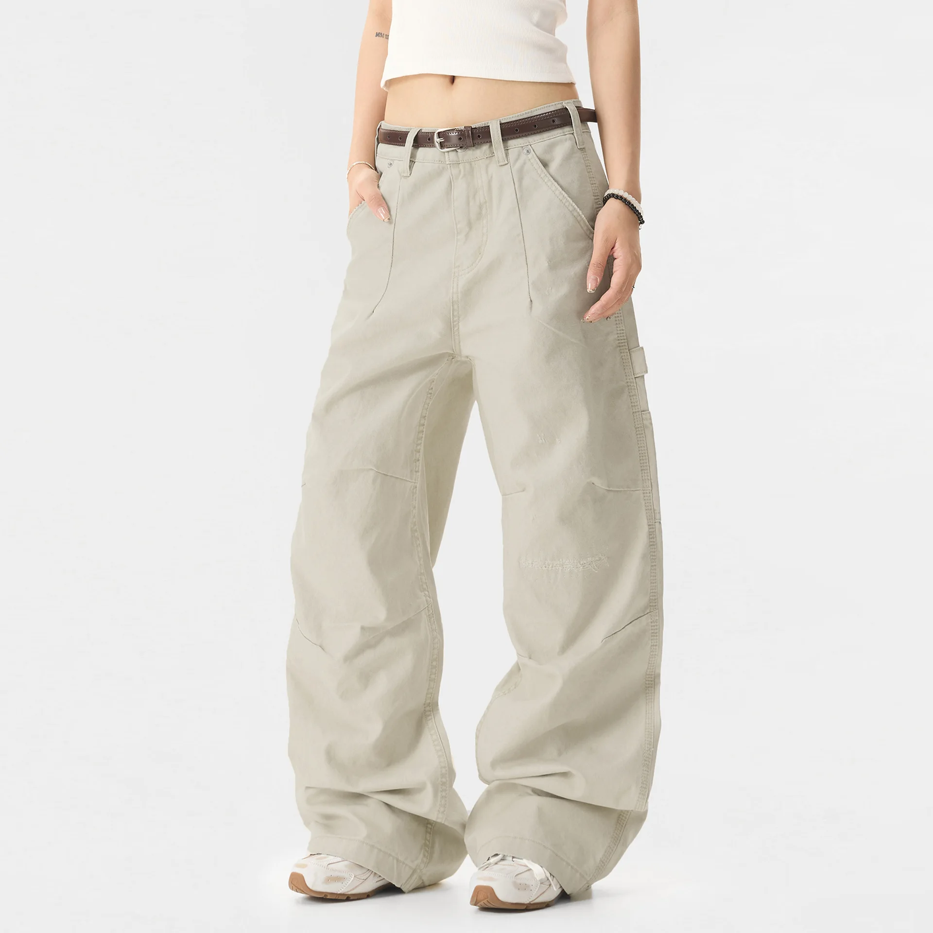 

OR FL Американские ретро-складные женские брюки-карго из 100 хлопка с несколькими карманами, уличная одежда, брендовые старинные брюки, простые брюки Y2k