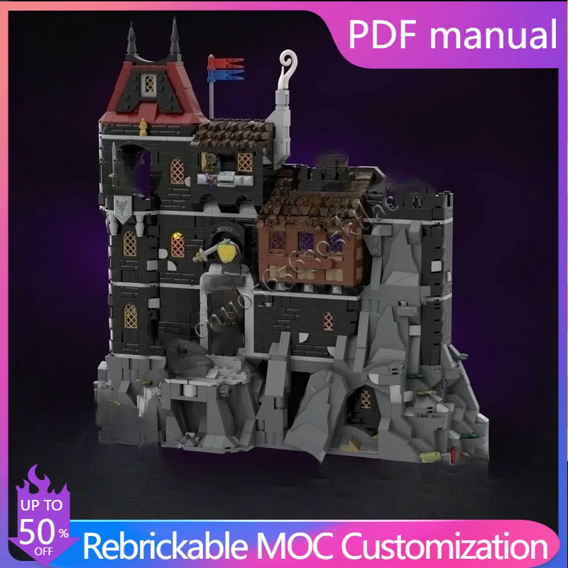 

1367 шт. MOC средневековый замок, модель-головоломка на заказ, черный, поддерживающий технический набор для сборки «сделай сам», для образования, детский праздник, рождественский подарок