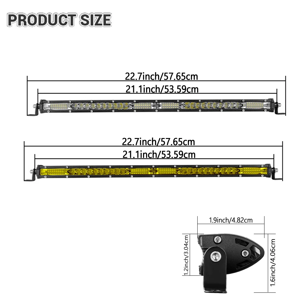 Ultra-Thin LED Light Bar Off-Road 22 inch LED Work Light Bar, Combo Beam Flood LED Light Bar - 12V 24V Suitable for Off-Road 4x4 Trucks, Tractors, 4WD ATVs, SUVs Off-Road Lights