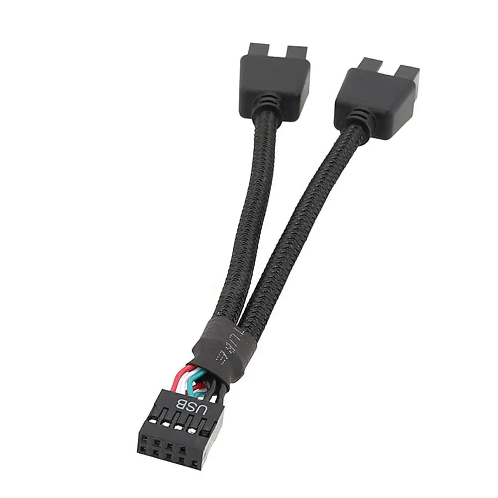 Cavo di prolunga USB per scheda madre del Computer da 12cm 9 Pin 1 femmina a 2 maschio Y Splitter cavo di prolunga Audio HD per PC