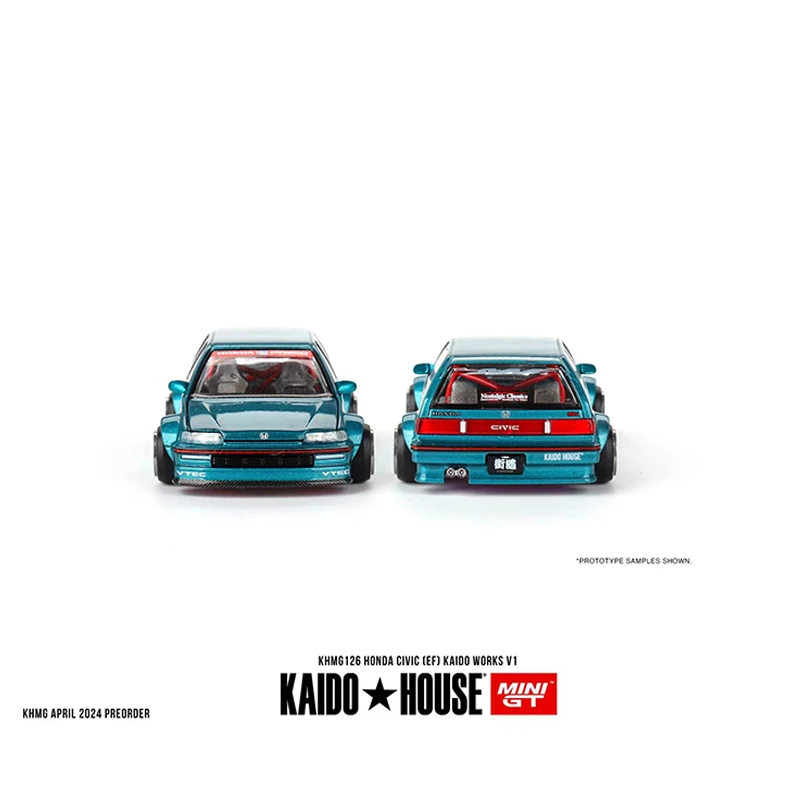 Kaido House + MINIGT 1:64 โมเดลรถ Civic V1 Open Cover Collection # KHMG126 สีฟ้า