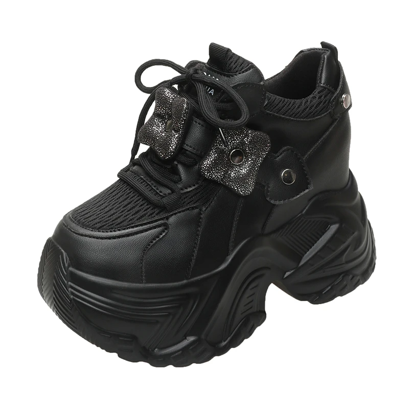 

Женские повседневные кроссовки на платформе 10 см, новые весенние спортивные вулканизированные туфли на высоком каблуке, милые кроссовки на массивном каблуке, Zapatos Mujer