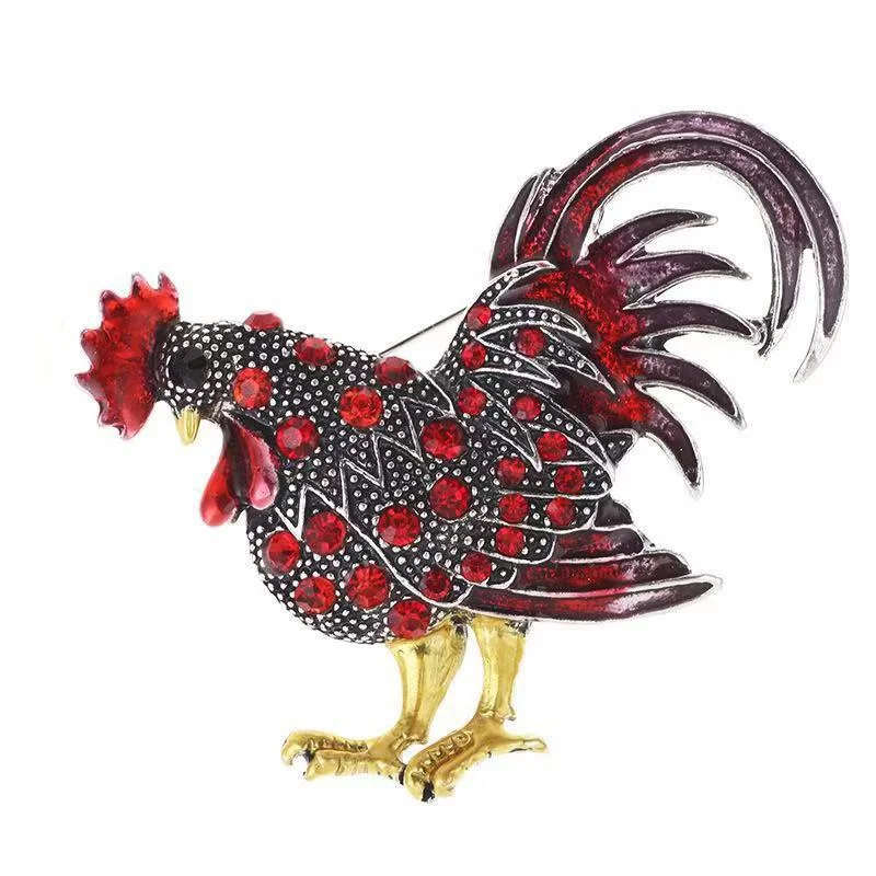 Funny Colorful Rooster Brooch Men Women Party Clothes Accessories Cute Chicken Animal Brooches Gift Jewelry