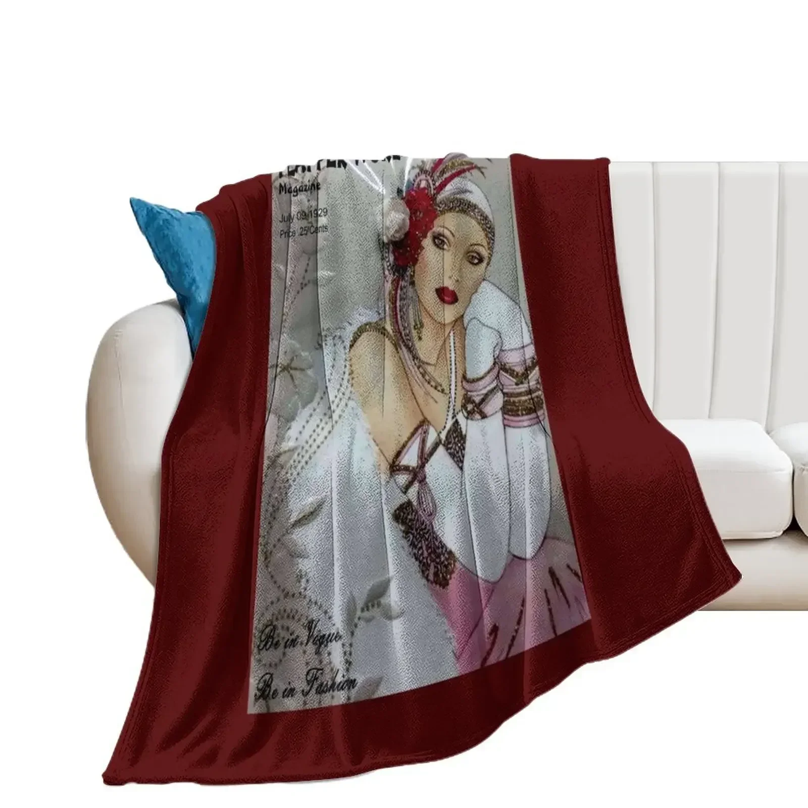 FLAPPER WORLD : Vintage 1929 Fashion Magazine Advertising Print Throw Blanket Bed Fashionable Giant Sofa Blankets