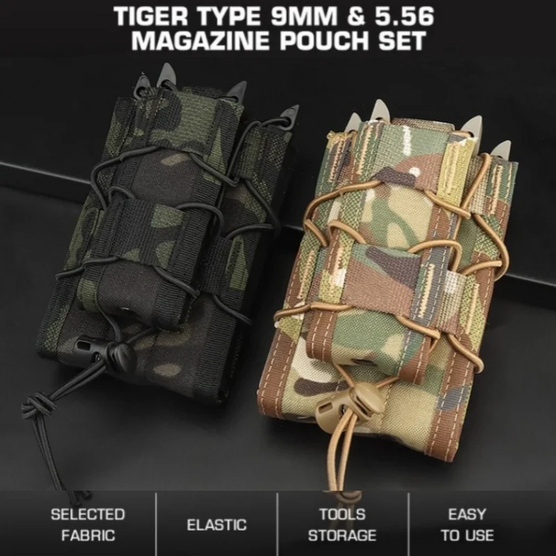 

Tiger Type 5.56 & 9mm Mag Pouch | MOLLE-Compatible Outdoor Holder | Professional Range & Airsoft Gear