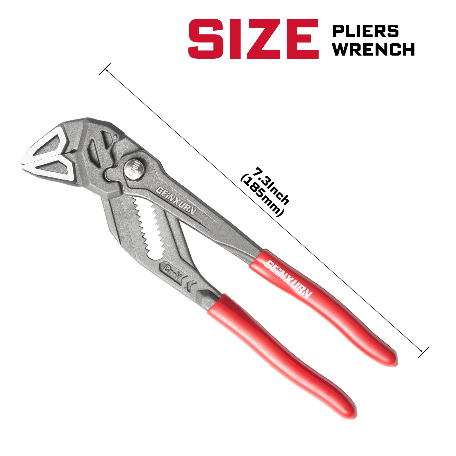 Geinxurn Heavy Duty 7-Inch Water Pump Pliers w/ Quick Button, 15-Position, 1.5" Capacity, CR-V Steel Parallel Jaws image 2