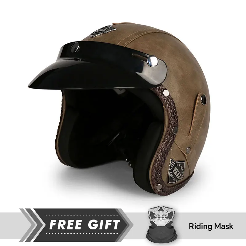 

Women Men Unisex Open Face Helmet ABS Shell Motorcycle Helmets Retro Vintage Jet Helmet DOT Certification Capacete De Moto