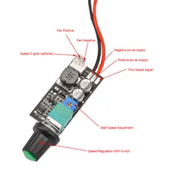 DC 5-12V Adjustable PWM Fan Speed Controller Module 2-3 Wire PC Fan Governor Fan Speed Controller Regulation can be shut down