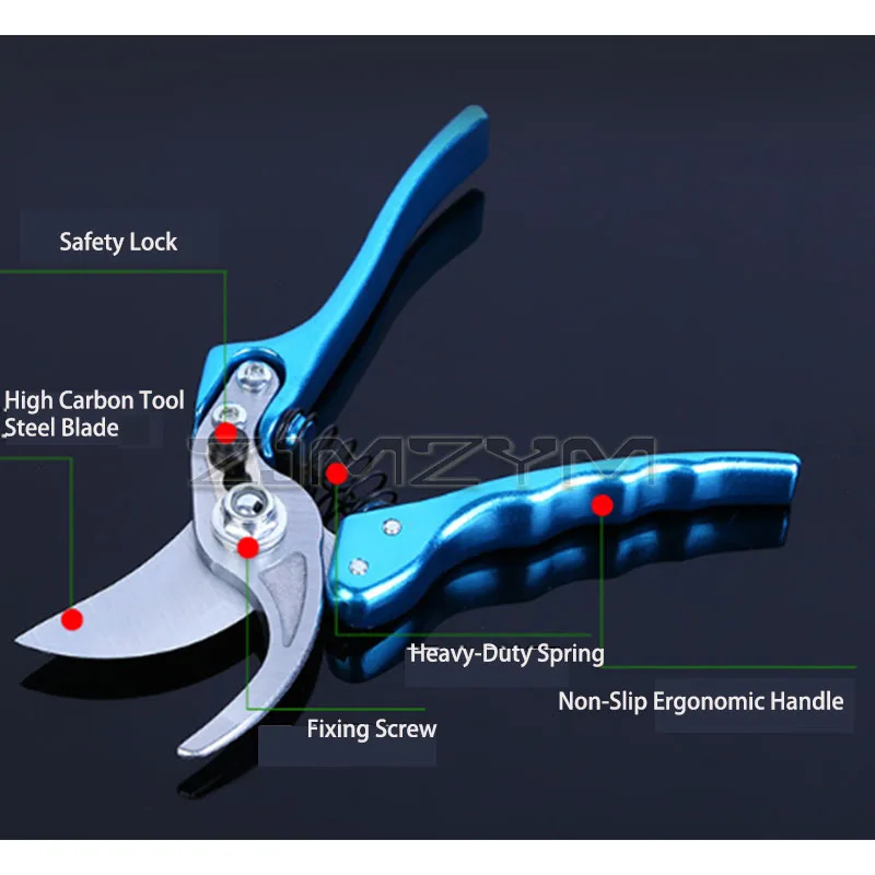 Pruning Shears Labor Saving Garden Scissors Non Slip Handle for Plants Hedges Fruits Vegetables