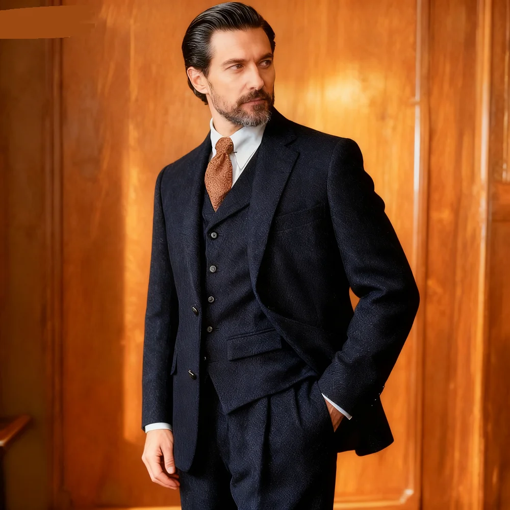 

Elegant Rose Red 3-Piece Slim Fit Men's Suit Double Breasted Blazer Vest Pants Set for Wedding Groom Tuxedo Business Party