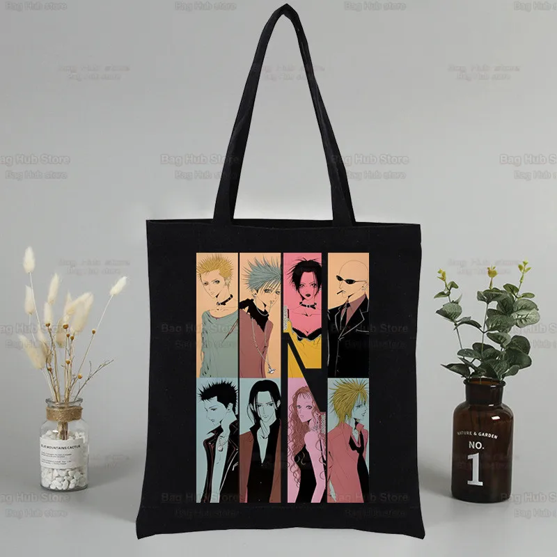 Pedras pretas NANA Osaki Anime Tote Bag, Sacos de lona unisex do curso, Eco Shopping Bag dobrável, design original