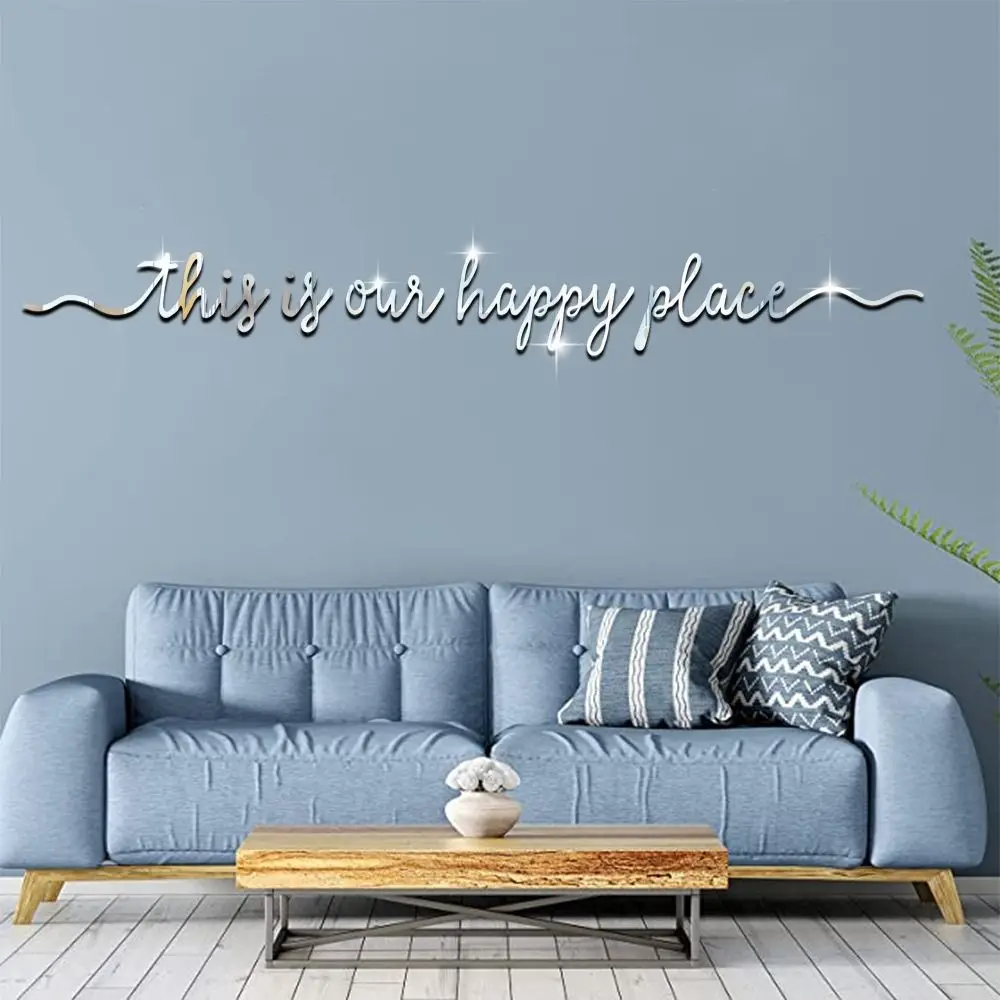 2Pcs/set Solid Color Famous Quote Mirror Sticker Modern Simple English Letters Mirror Sticker Acrylic 3D Acrylic Wall Decal