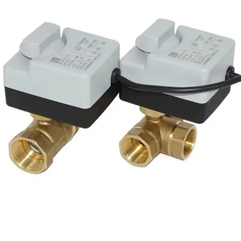 Brass Motorized Ball Valve 3-Wire Two Control Electric Actuator AC220V 3 Ways /2 Way DN15 DN20 DN25 DN32 DN40 with Manual Switch