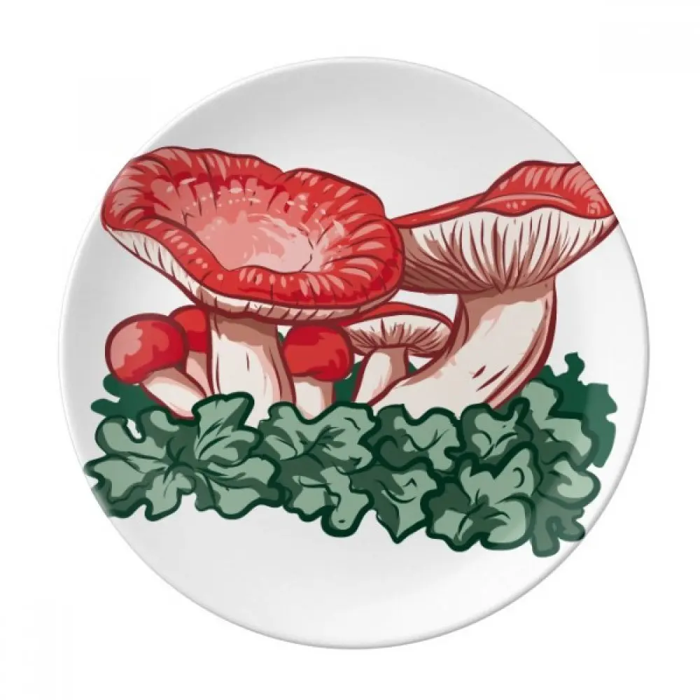 Mushroom Ceramic Stoneware,Fantasy Mushroom in Forest Print Ornament Display Plate for Dining Table Setting, Wedding Reception