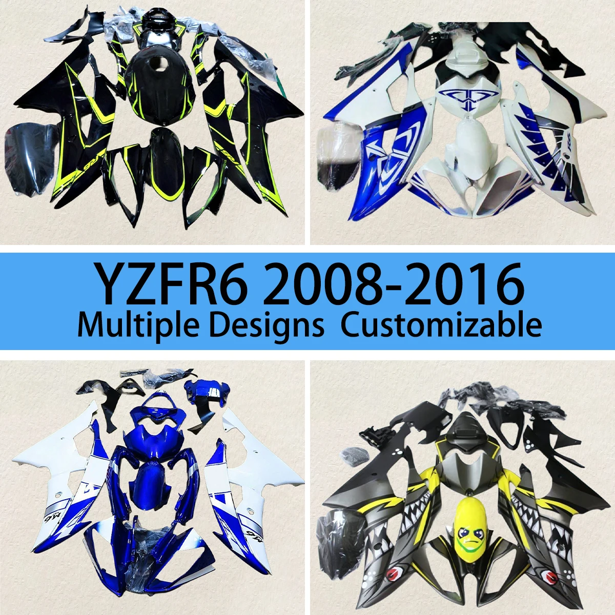 

YZF R6 2008 2009 2010 2011 2012 2013 2014 2015 2016 Motorcycle Fairings Set for YAMAHA YZFR6 Full Fairing Kit ABS Plastic Set