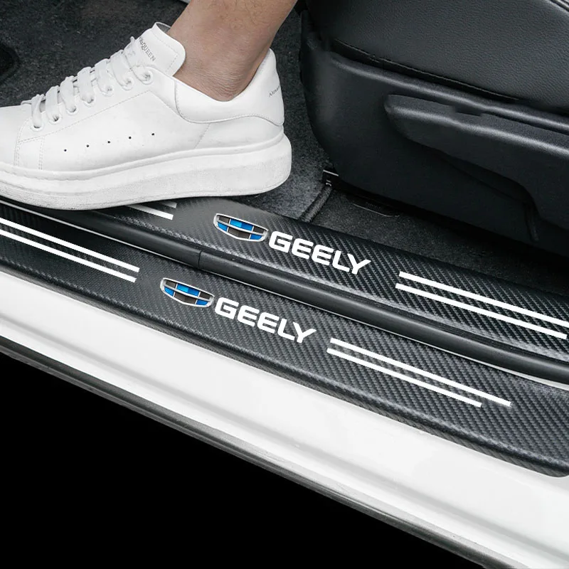 Car Carbon Door Sill Plate Protector Stickers For Geely geometry C Emgrand Gc6 Gx3 Ec7 Atlas Coolray Cross NL3 X6 GS Accessories