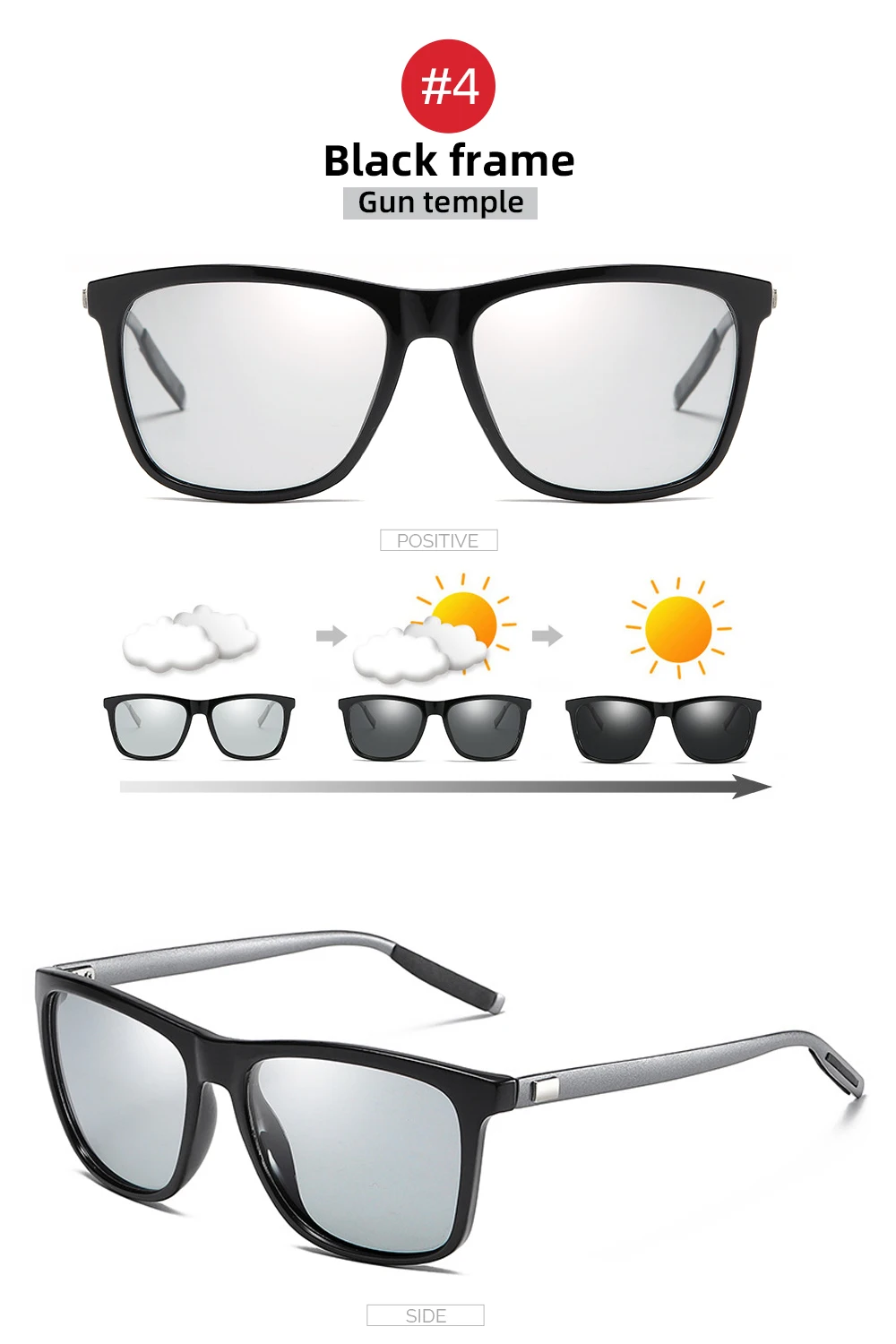 Klassische Angeln Sonnenbrille Männer Polarisierte Metall Quadratischen Rahmen UV400 Photochrome Brille Frauen Fahren Verfärbung Brillen – Detail 13