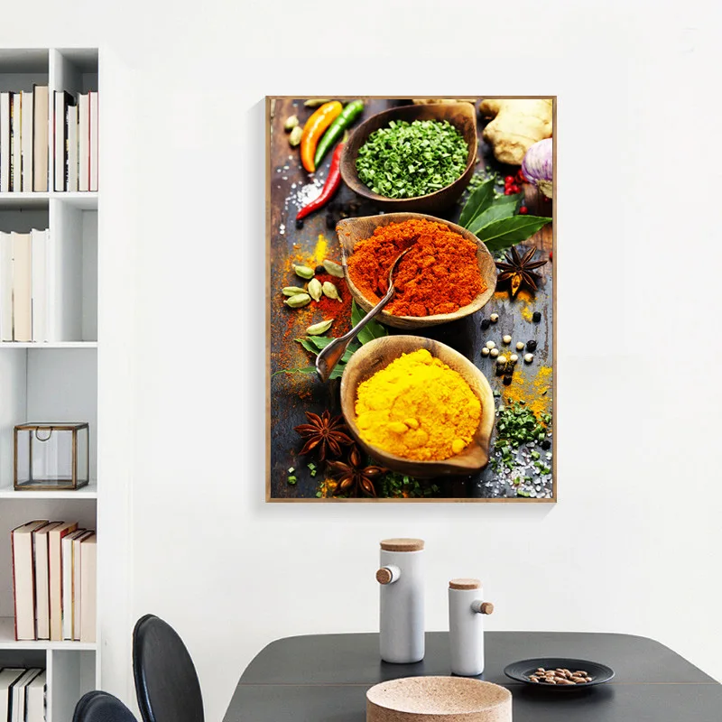 Modern Retro Kitchen Art Food Spoons Seasonings Unframed Canvas Painting Posters For Living Room Bedroom Home Wall Art Decor