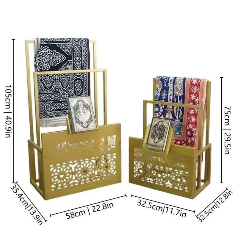 Iron Carved Pattern Storage Rack, Carpet & Towel Organizer, Decorative Craft Prayer Stand