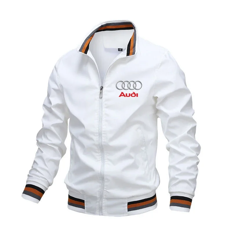 Audi Men Motorcycle Jacket Car Logo Print Casual Fashion Oversized Windbreaker Biker Jacket Sportswear Audi Men Clothing Coats