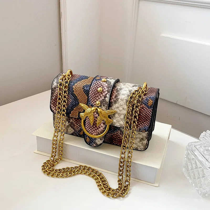 

Color-Block Snakeskin Bag 2026, Trendy Chain Strap Underarm Purse, Women‘s Stylish Shoulder & Crossbody Bag, New Fashion Handbag