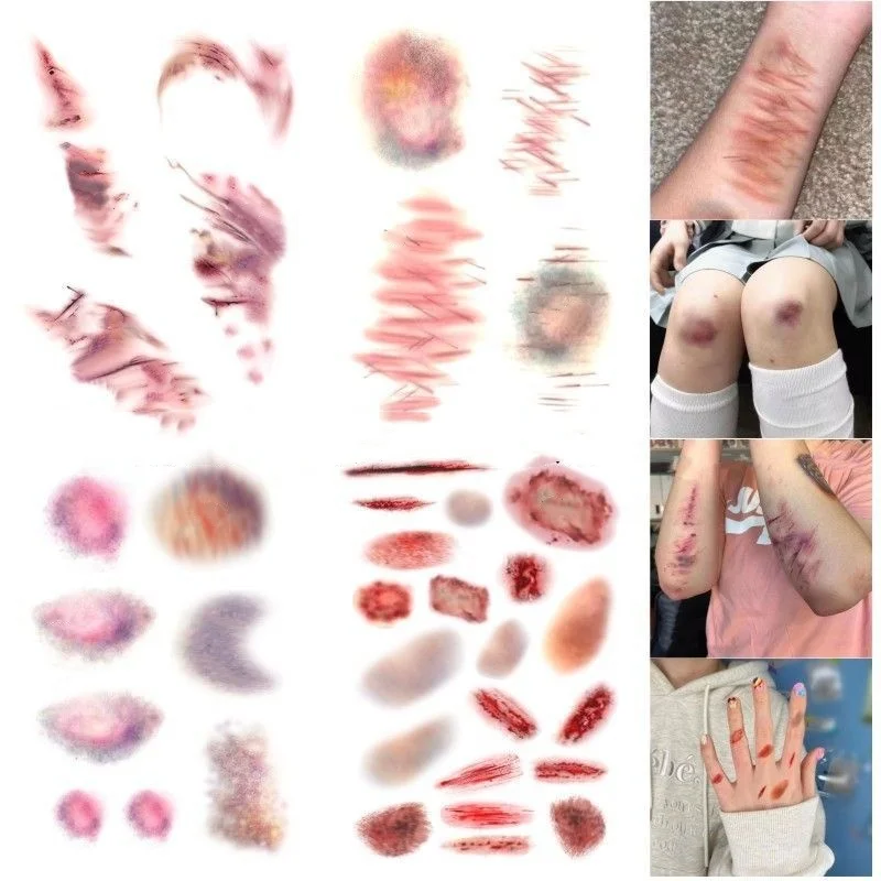 

LUSQI Halloween Party Makeup Realistic Scar Sticker Set Spooky Bruises Burns Cuts And Tattoo Stickers Perfect For Horror Parties