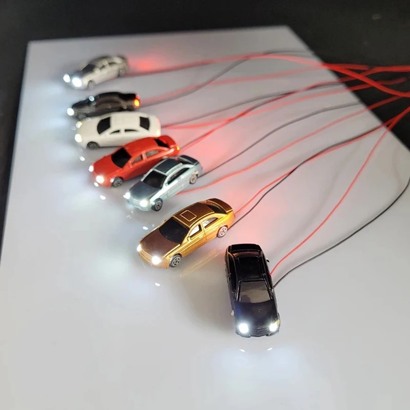 5PCS Miniature Model LED Lighting Car Toy Gift HO N Scale 12V Luminous Vehicles For DIY Railway Street Landscape Scene Layout