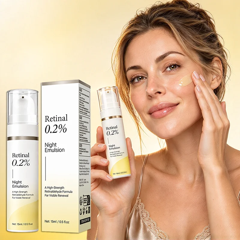 0.2% Retinal Night Emulsion 15ml, Retinaldehyde Facial Lotion, Daily Night Facial Skin Care Moisturizing Emulsion