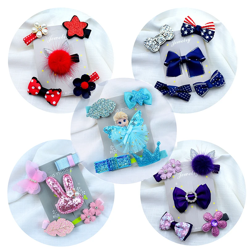 

5 Pcs/set Baby Mini Cute Cartoon Flower Bow Butterfly Barrettes Hair Clips Hairpins for Girls Kids Children Hair Accessories set
