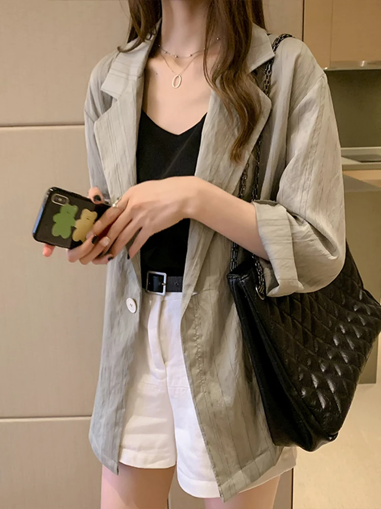 

Женский летний новый легкий дышащий кардиган в полоску, солнцезащитная верхняя одежда, куртка для весенне-осеннего сезона