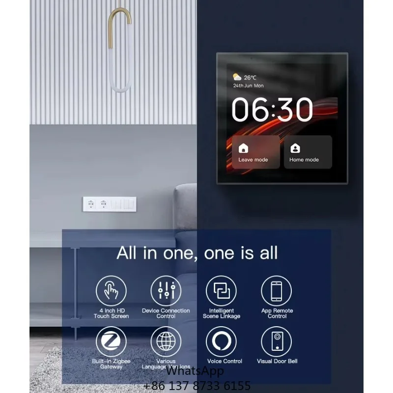 New Golden Security 4 Inch Zigbee Built-in Alexa Gateway Voice Control Smart Home Automation Control Panel Linux Gateway
