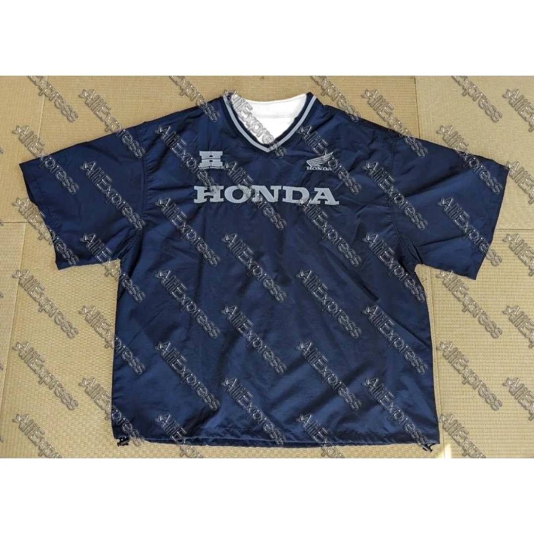 

HONDA Honda nylon V-Neck Short Sleeve T-shirt Navy Outdoor Sports Breathable Quick Dry Short Sleeve Leisure Cycling Top