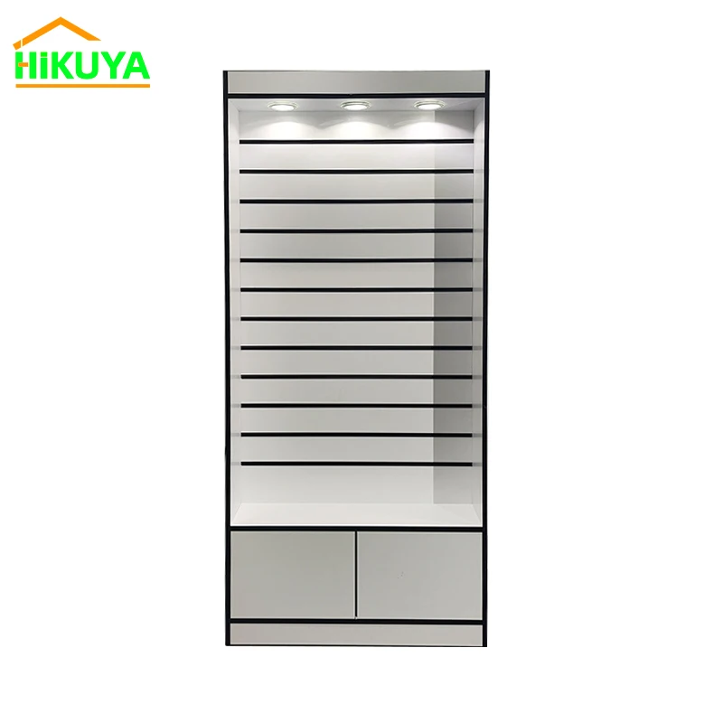 Custom.Hot Sale LED Slatwall Display Stand mit Aluminiumeinsätzen Sltawall Gondola für Stoffgeschäft