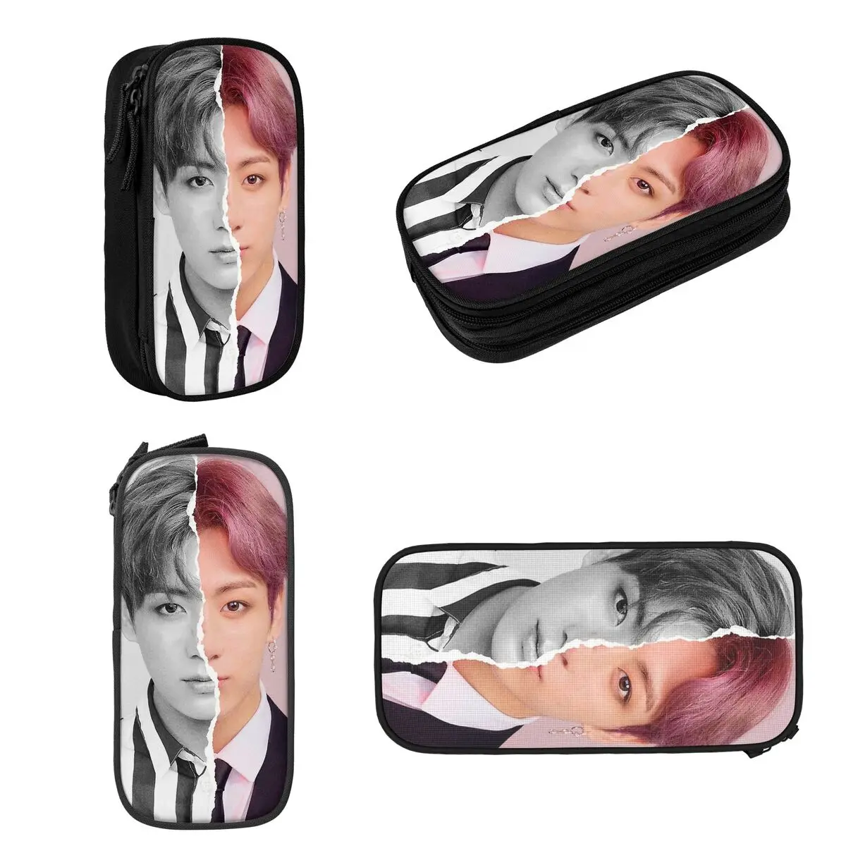 Jungkook Pencil Cases Large Storage Pen Bags Pen Box Pencil Pouch For Boys Girls Students Stationery School Office