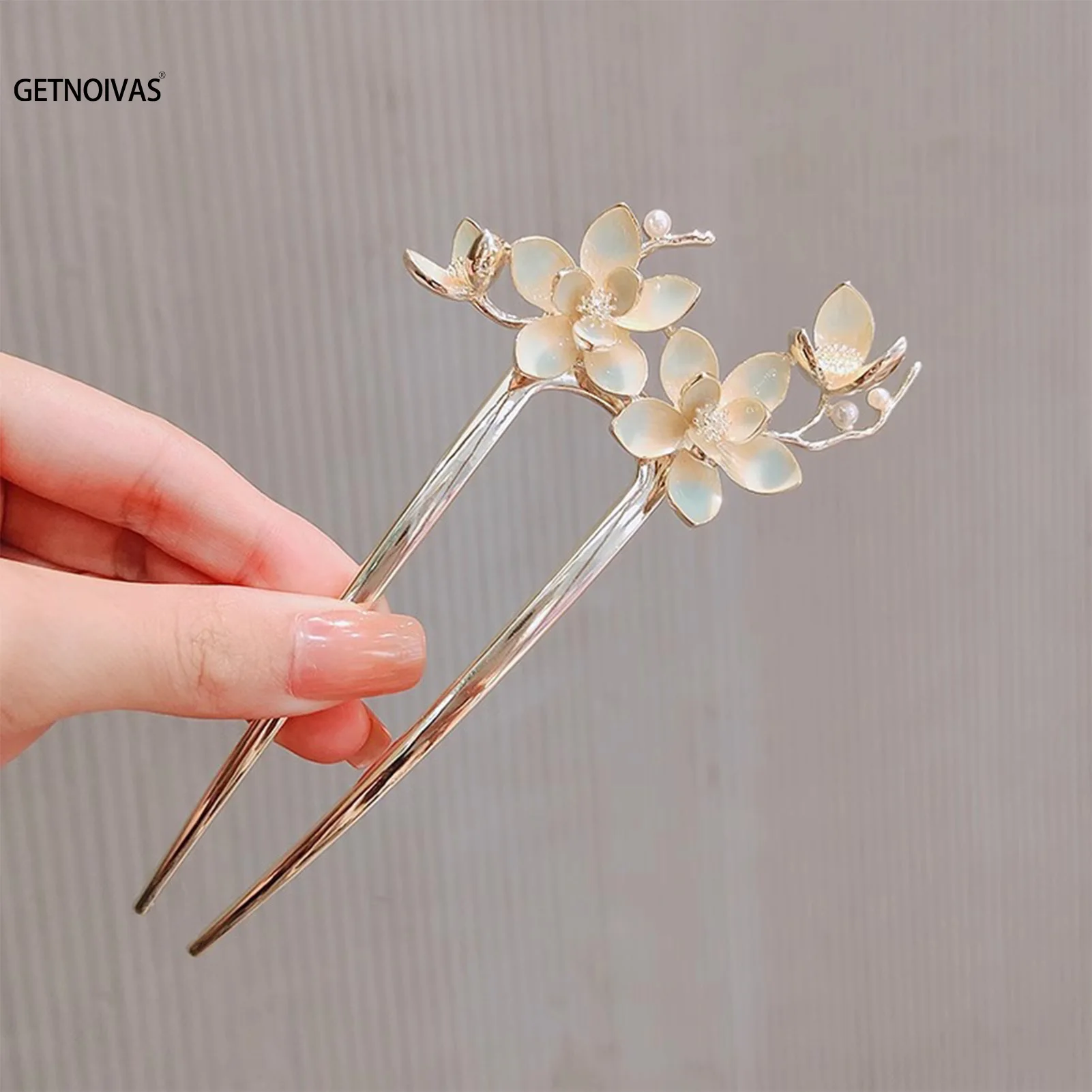 

U Shaped Flower Hair Sticks Forks Women Hair Bun Maker Jewelry Vintage Girls Flower Hairpins Clip Headwear Hair Accessories