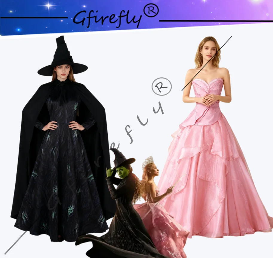 

The movie Wicked glinda Elphaba role-playing cosplay dress is the same pink and black dress as the fairy princess dress