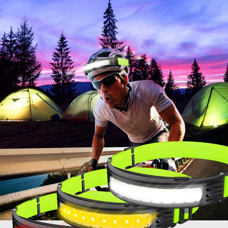 1 pezzo sensore Head Light lampada torcia Running Headlight impermeabile USB ricaricabile Head Light Built-In Battery Work Light LED