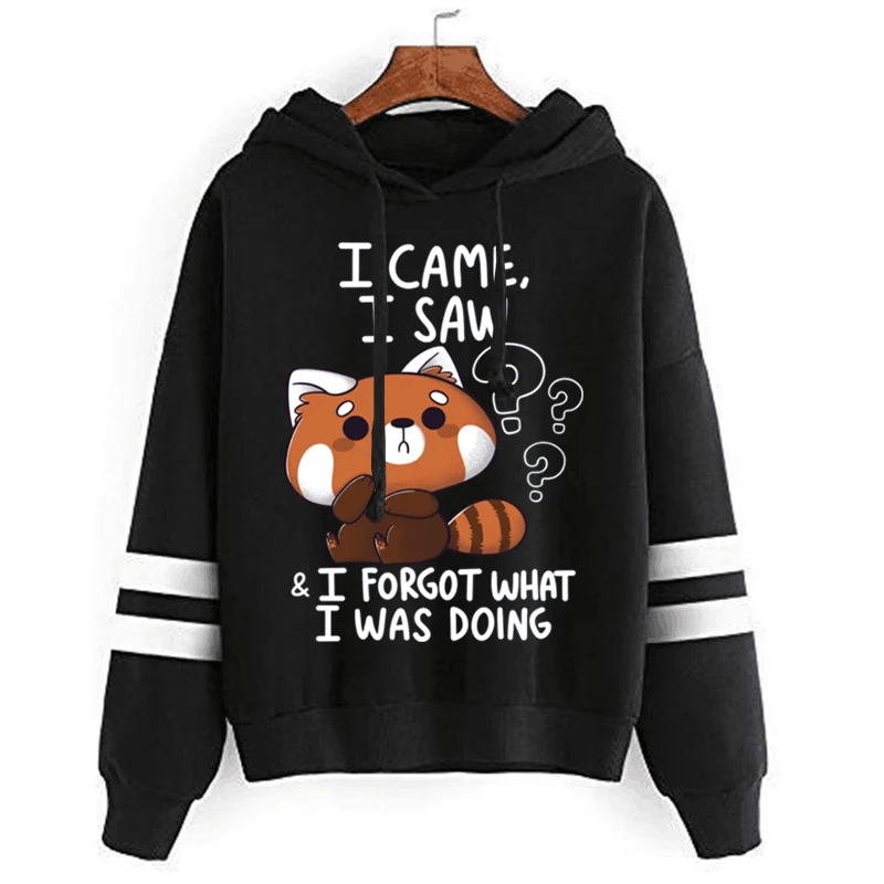 2024 New Hoodies Graphic I Forget What I Was Doing Cute Little Raccoon Women’s Long Sleeves Fashion Casual Loose Hoodies Clothes