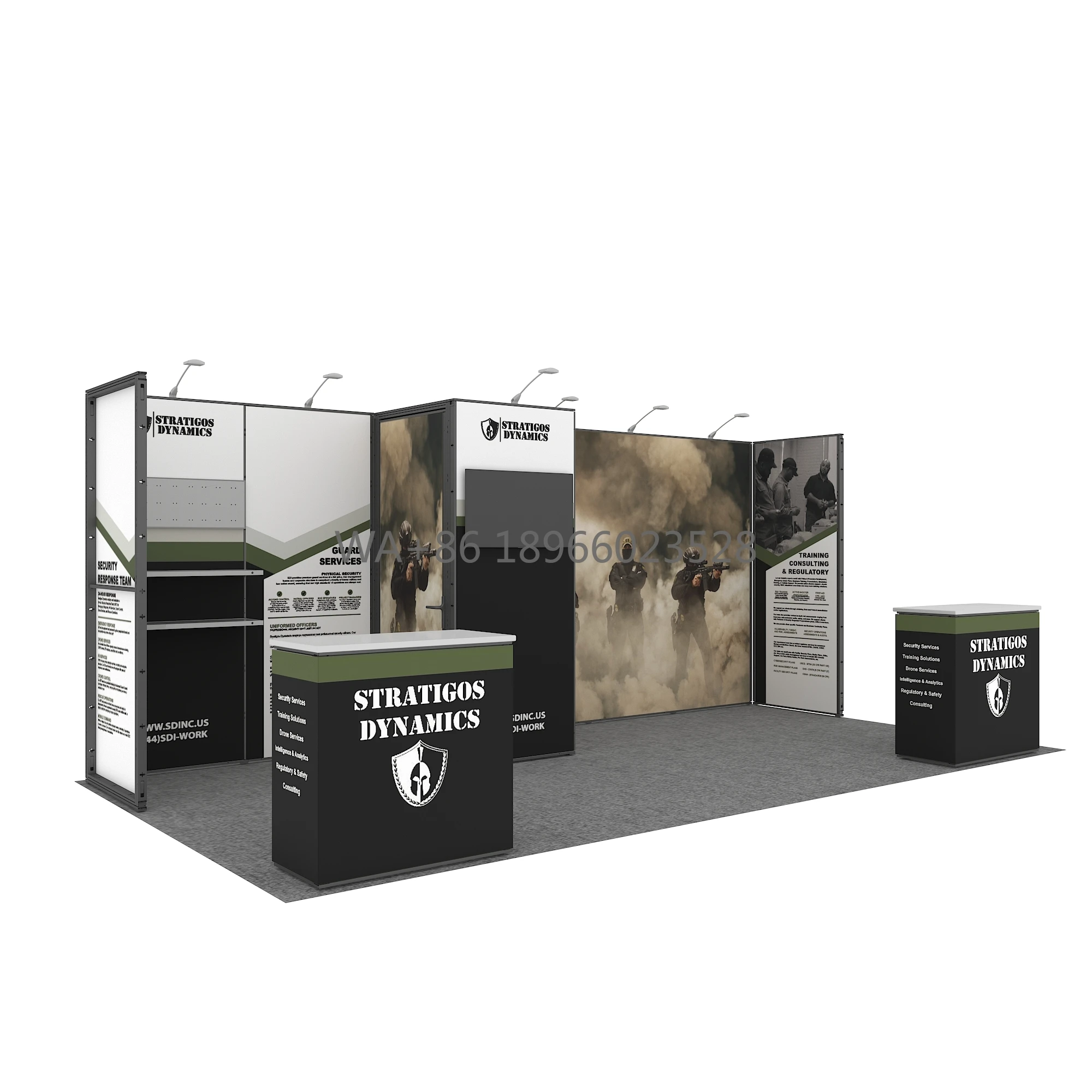 10 x 20 Fuß, 3 x 6 m, modularer Aluminiumrahmen, Spannungsstoff, Messenkabine, Ausstellungsständer