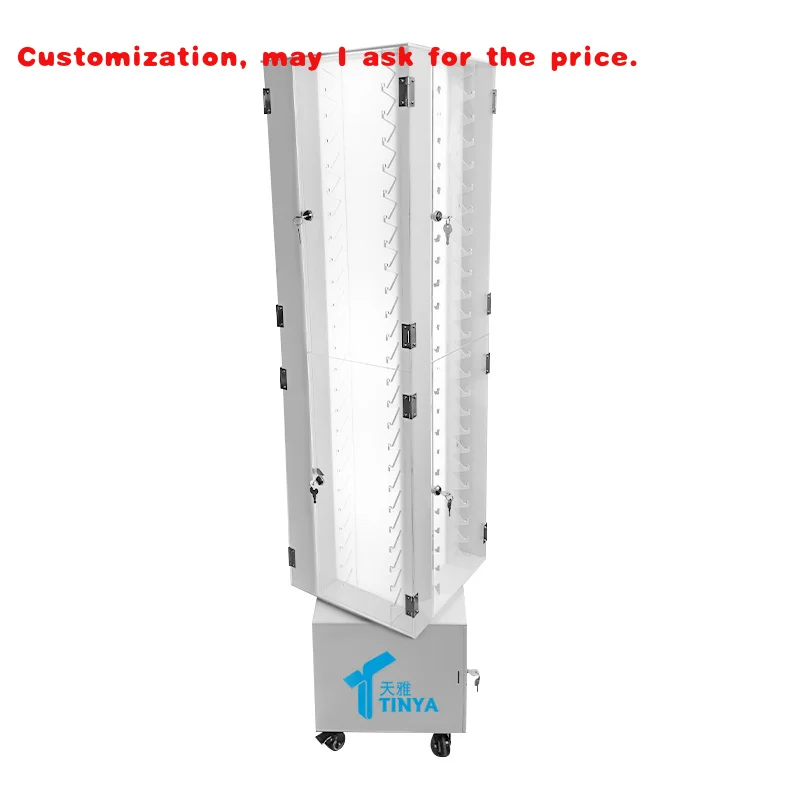 

На заказ.Акриловая вращающаяся стойка для аксессуаров для мобильных телефонов. Светодиодная подставка для аксессуаров для сотовых телефонов с защитой двери K.
