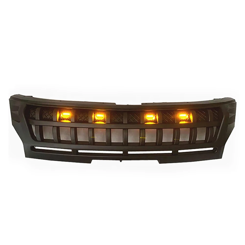 For Mitsubishi Triton L200 2019-2021 Front Racing Grilles Pickup Modified Front Face Decorative Mesh with LED Car Bumper Grill