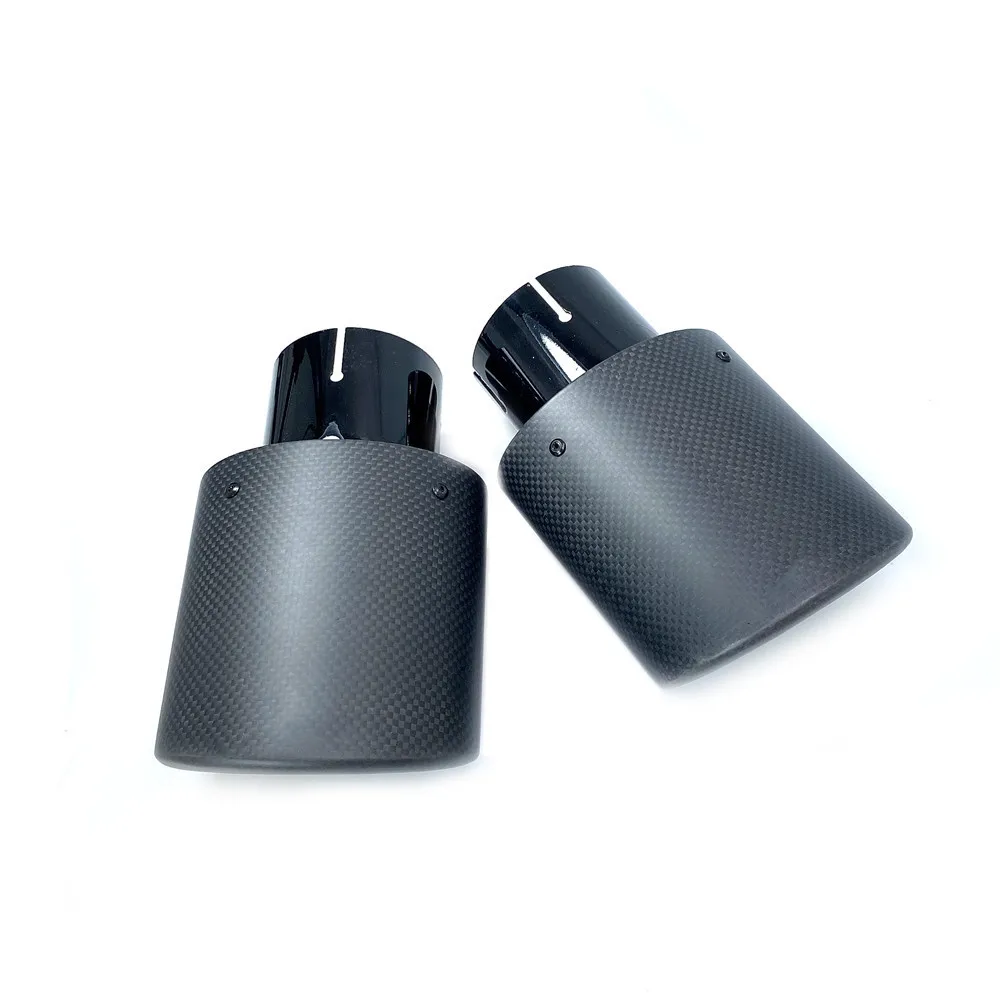 1Piece 63mm-150mm Oval Matt Carbon Fiber Universal Car Mufflers Tip Exhaust Pipe Nozzle Decoration Stainless Steel Black Silvery