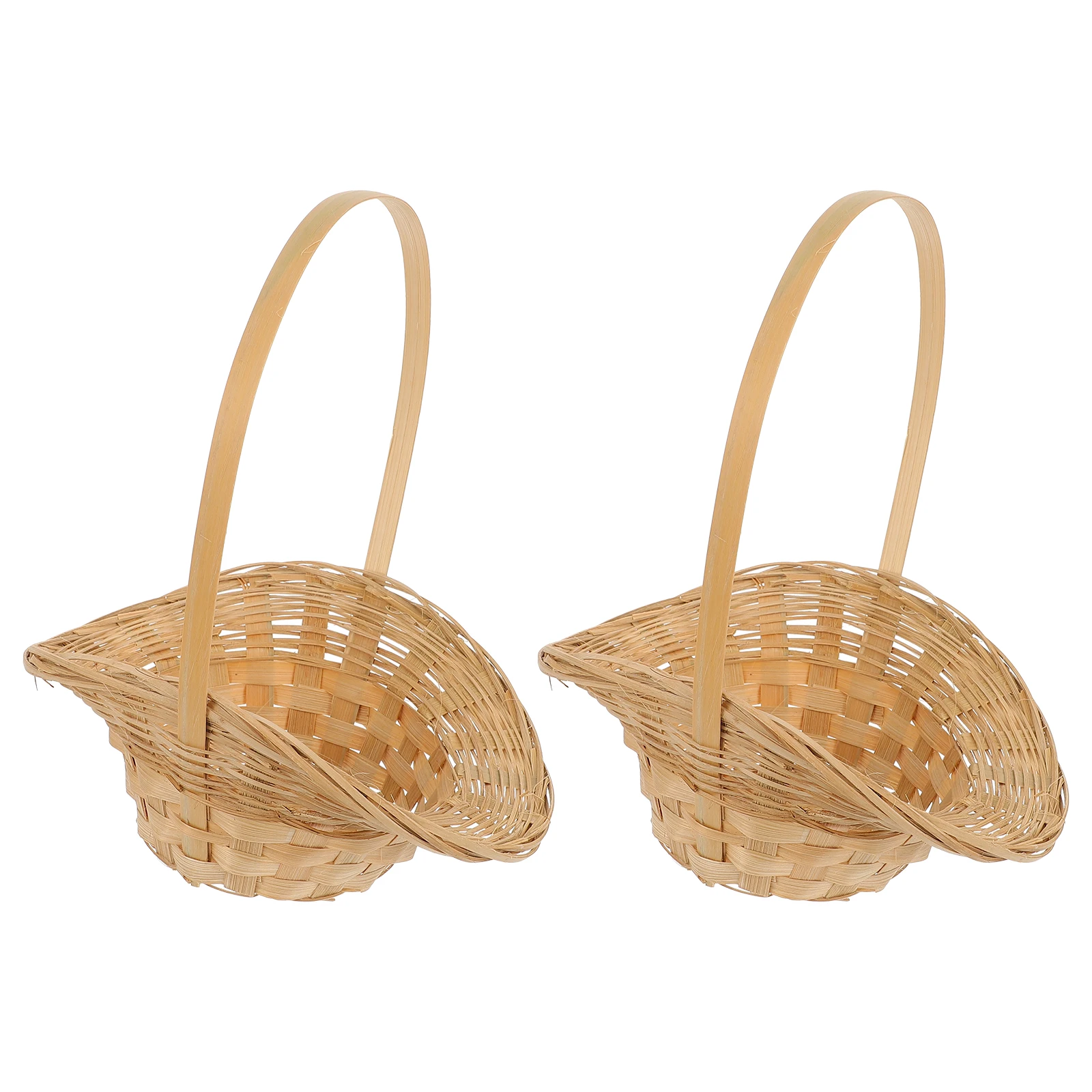 

2PCS Bamboo Fruit Basket made Baskets Woven Storage Flower Fruit Decor Basket Home Party Garden Utility
